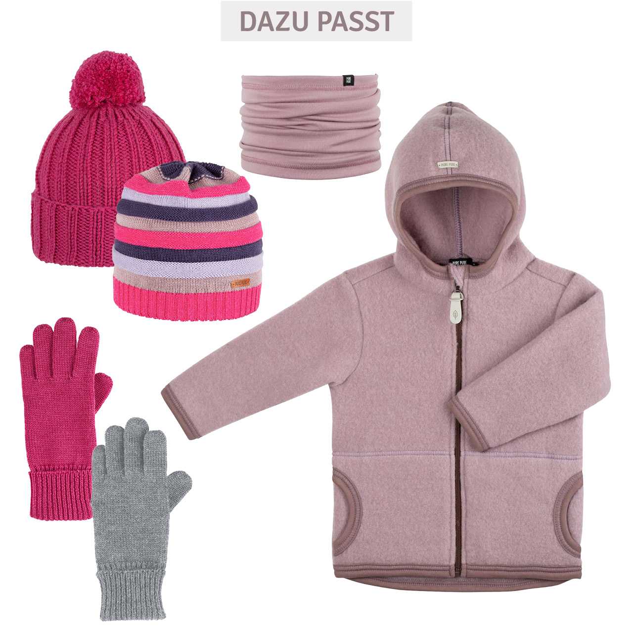 Umschlag Beanie Wolle pink