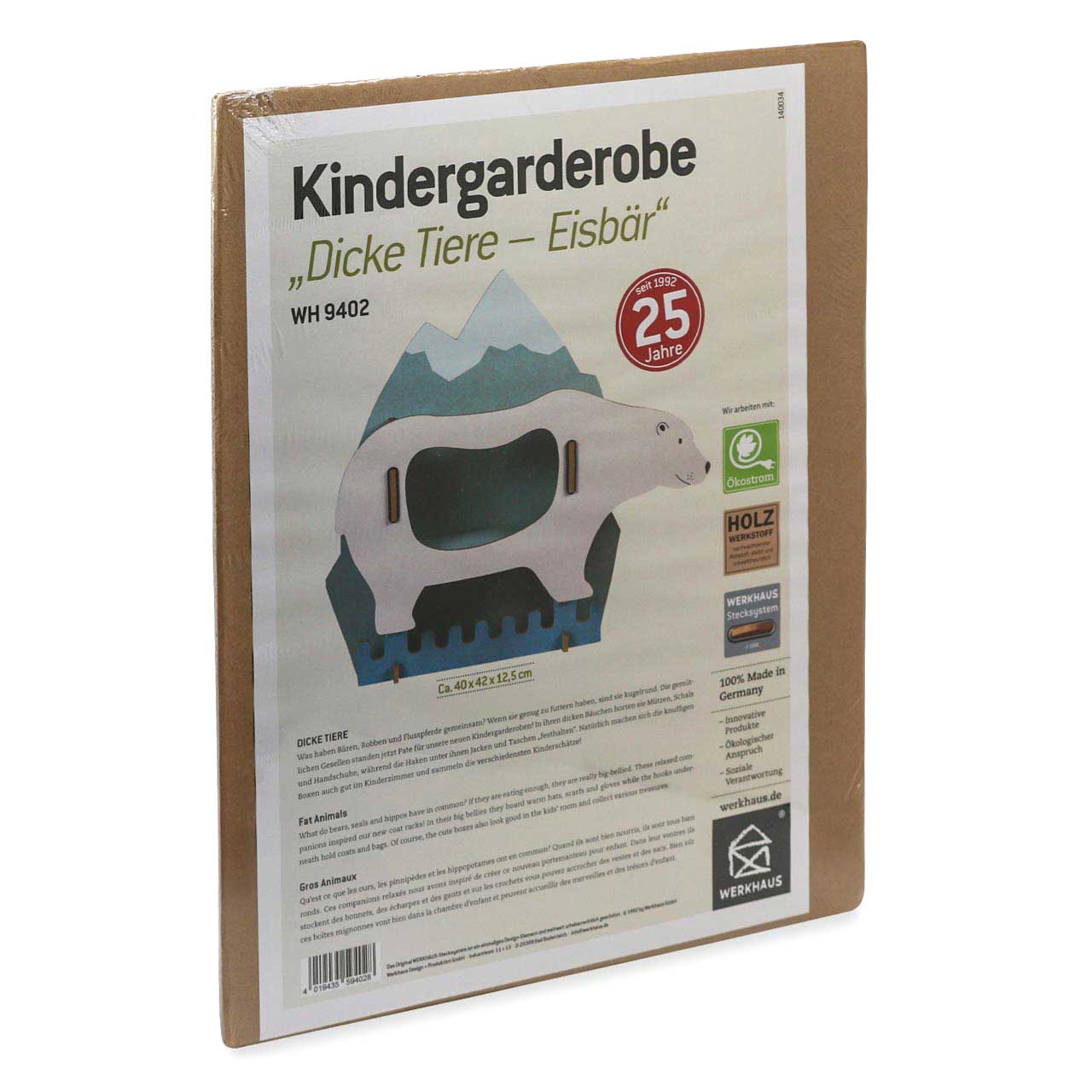 Kindergarderobe Eisbär – Wandgarderobe mit 7 Haken