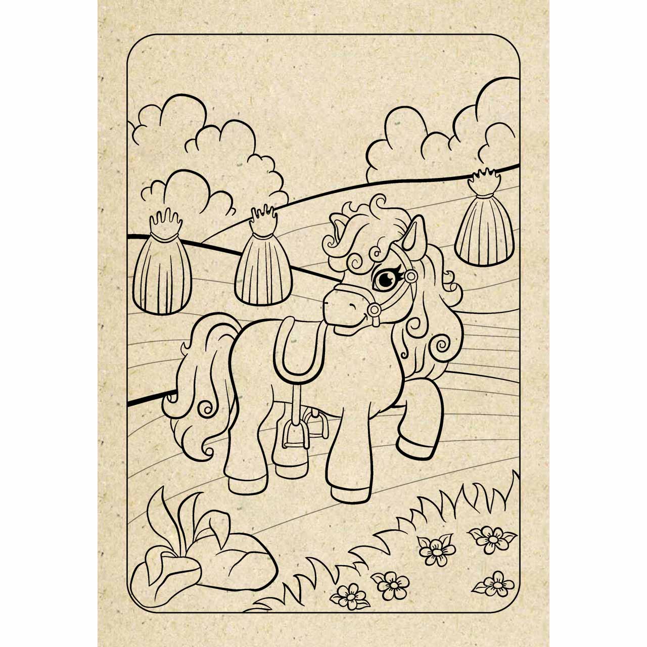 Mein Graspapier Malbuch – Einhörner & Pferde