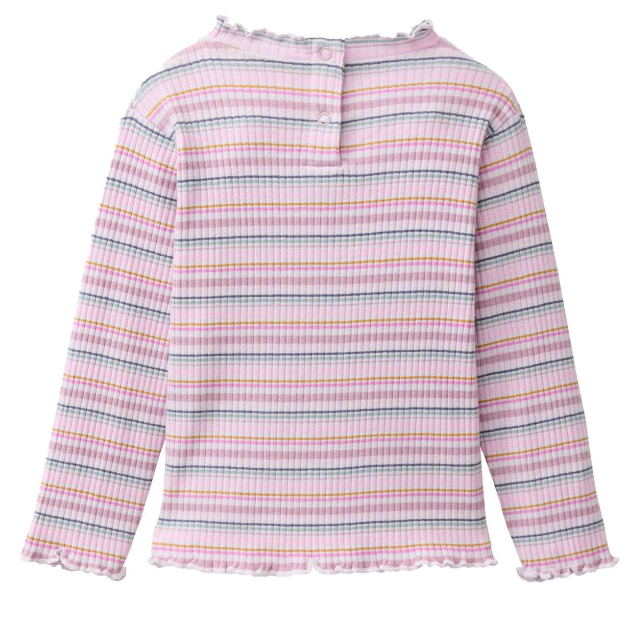 Geripptes Langarmshirt Stehkragen rosa