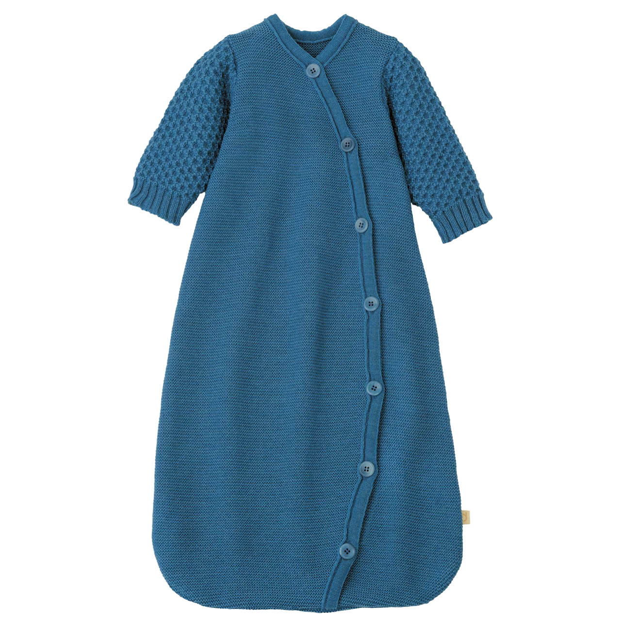 Langarm Strick-Schlafsack Wolle taubenblau 18°C - 20°C