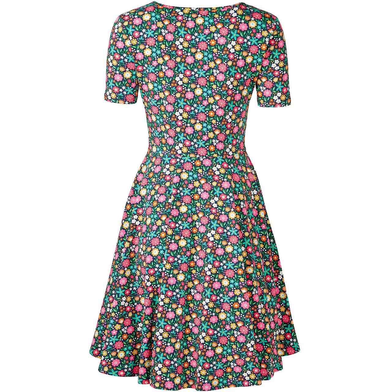 Kurzes Damen Skaterkleid kurzarm Blumen