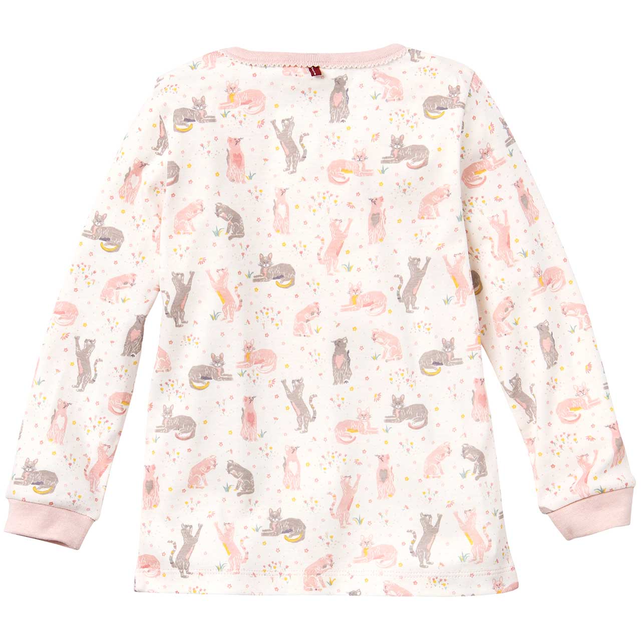 Leichter Feinripp Schlafanzug Katzen rosa