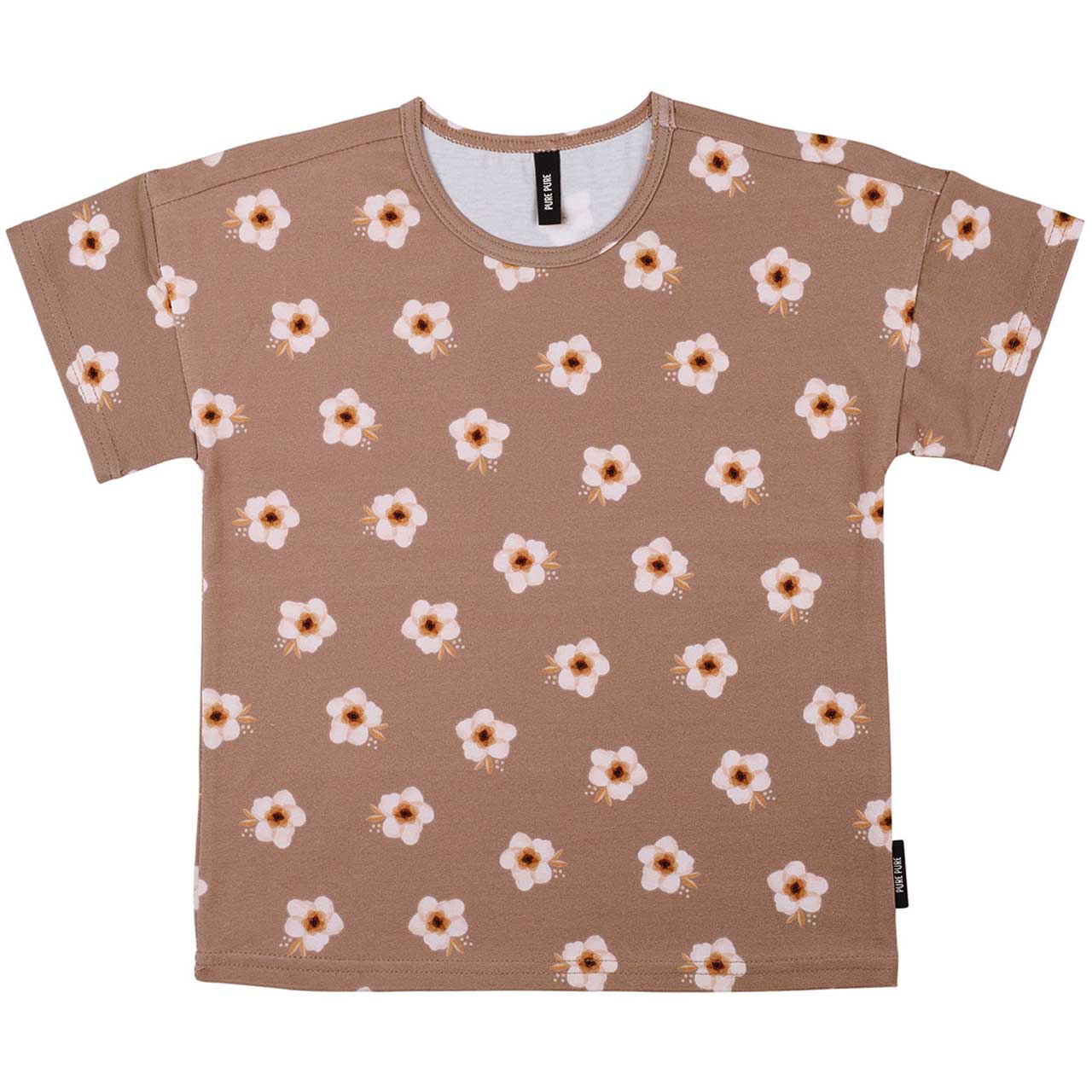 Jersey Shirt Kinder kurzarm Blumen taupe