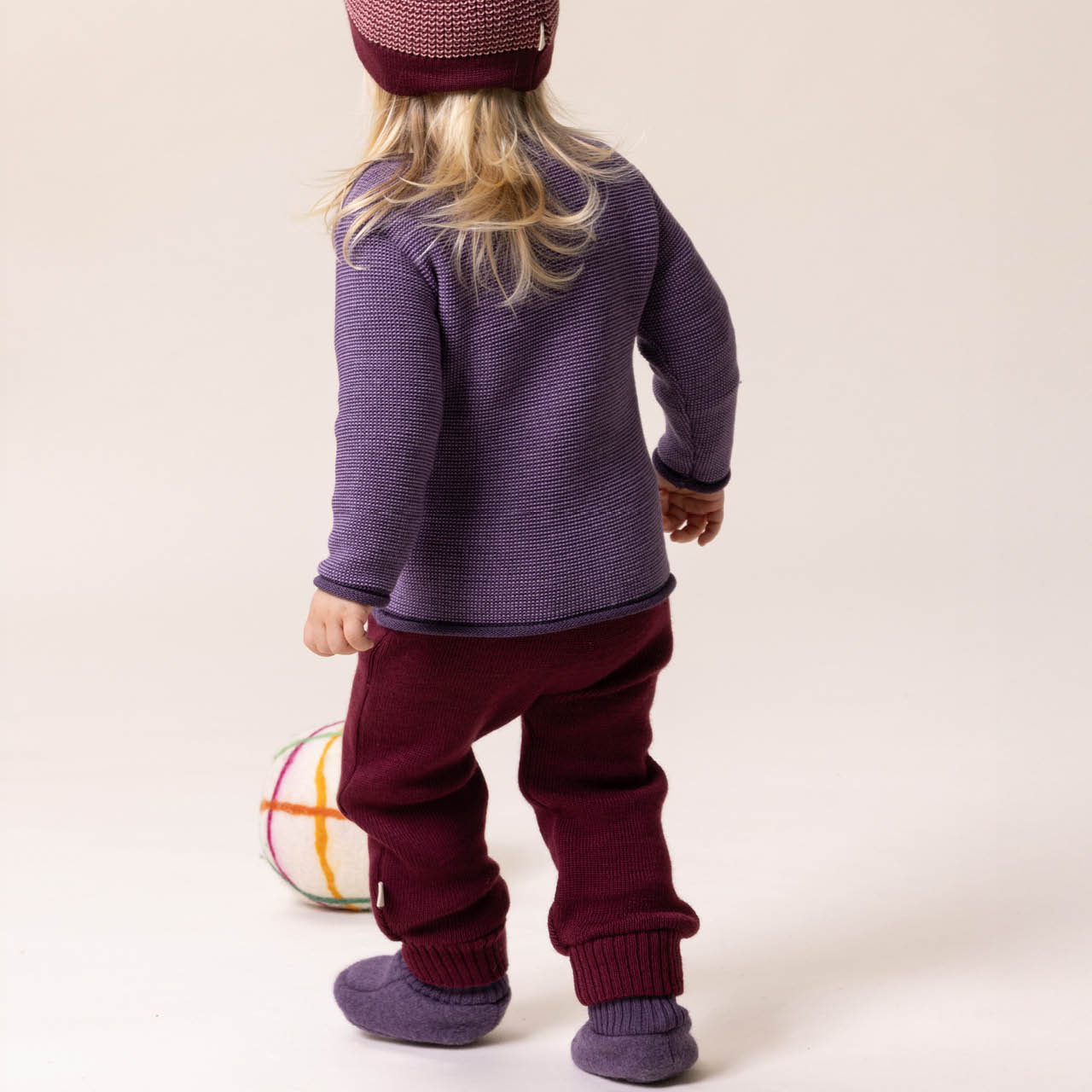 Warme Walk Babyschuhe aubergine