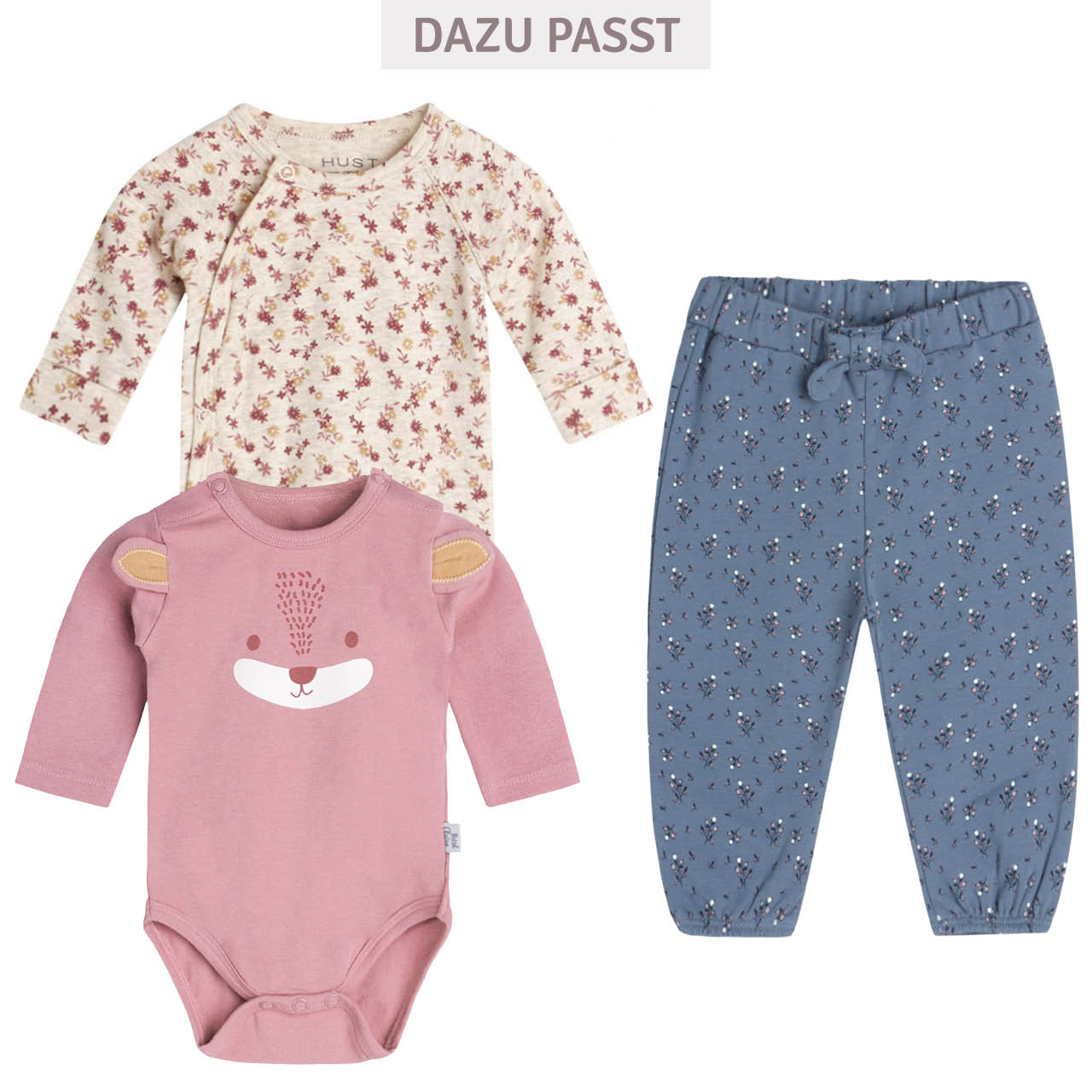 Süße Blümchen Babyhose rauchblau