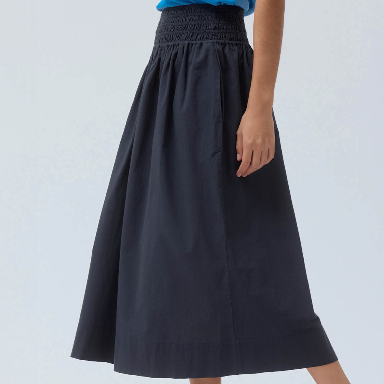 Leichter Damen Midirock dunkelblau