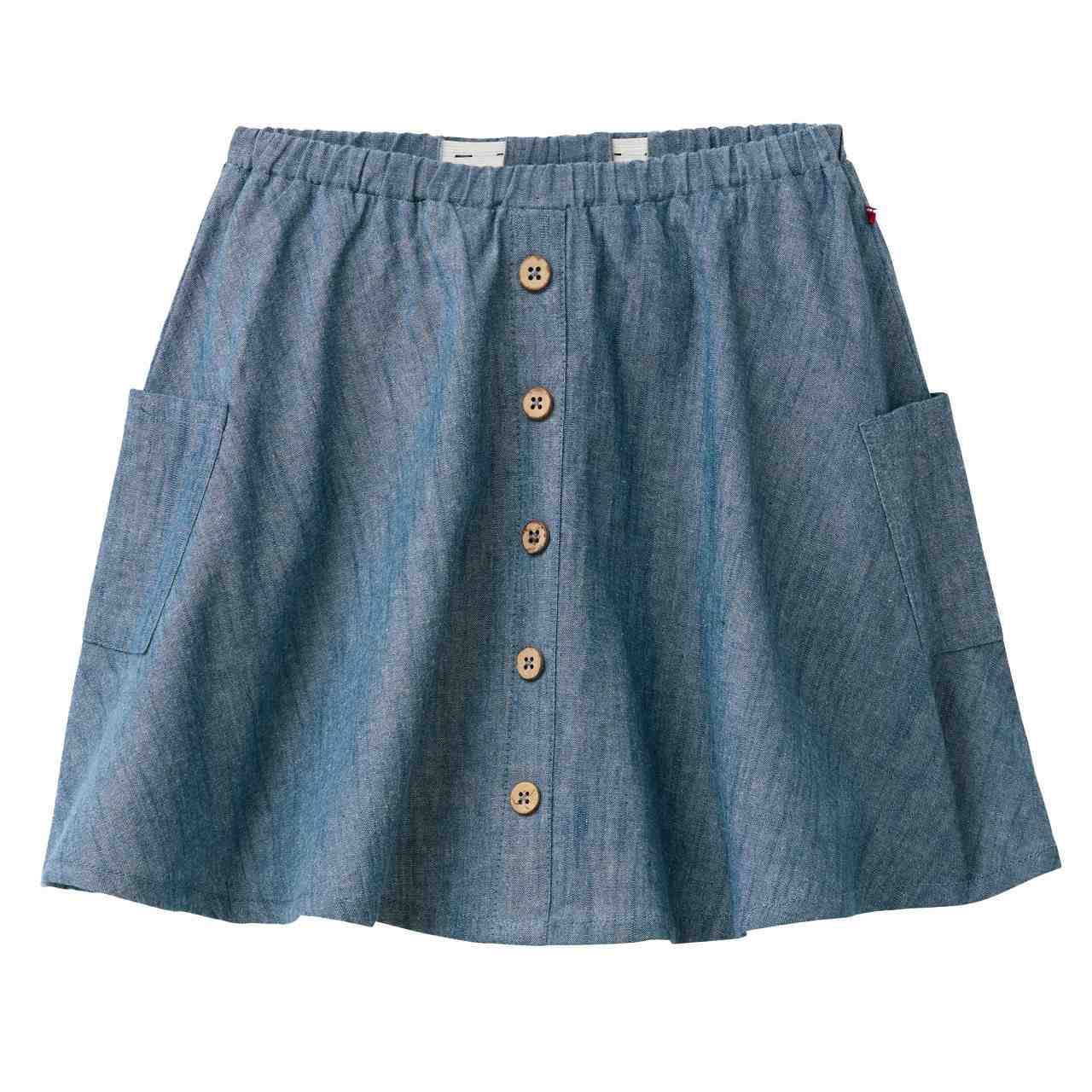 Leichter Baumwoll Faltenrock jeansblau meliert