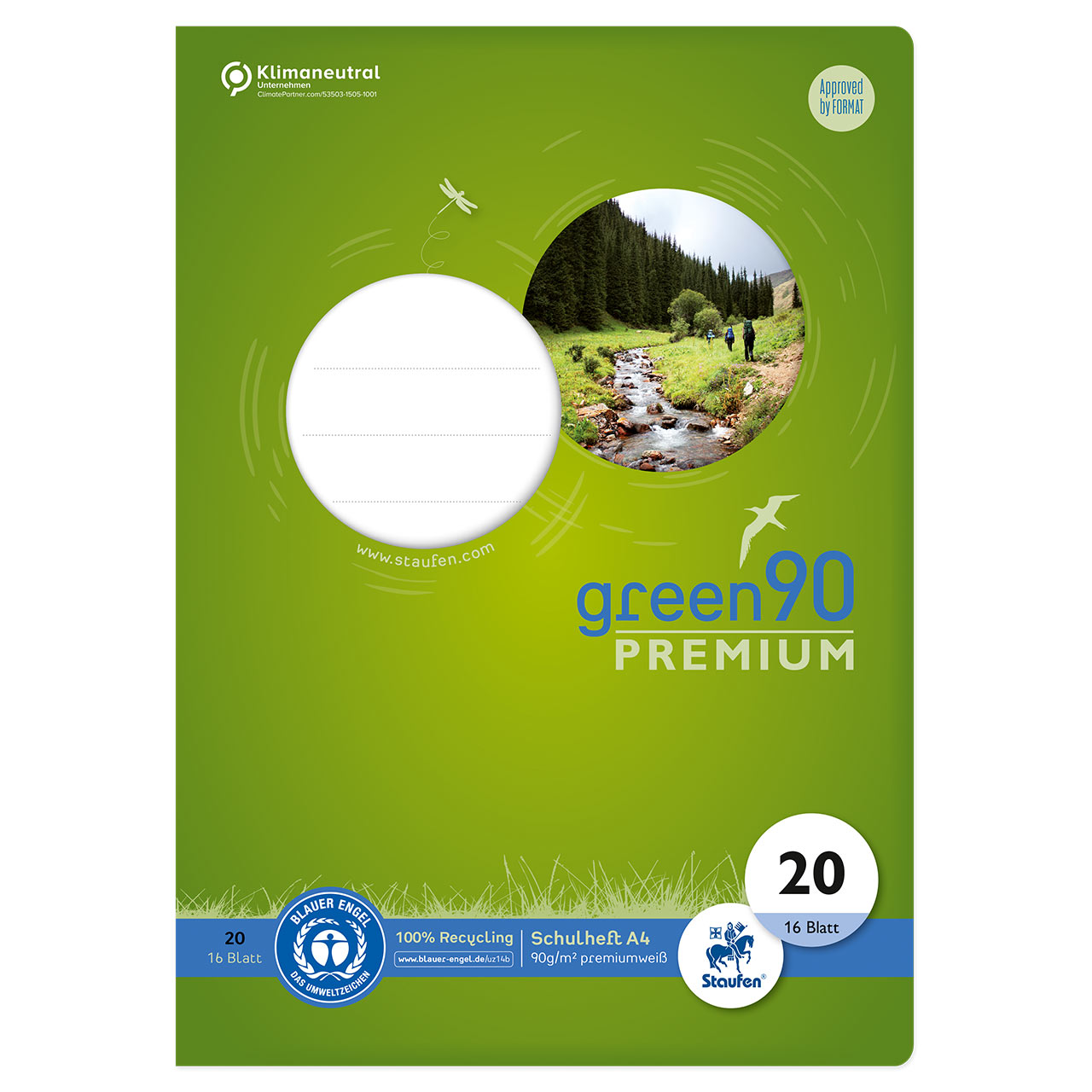 Staufen Green Schulheft blanko – Lineatur 20, DIN A4