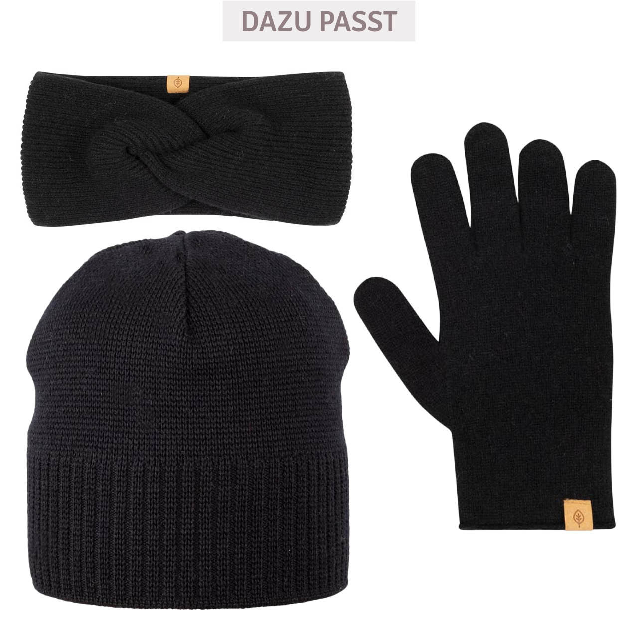 Damen Fingerhandschuhe Wolle Kaschmir schwarz