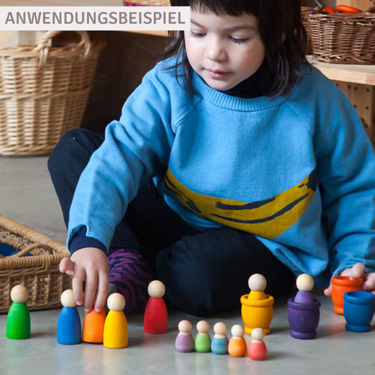 Baby nins® - 6 Holzfiguren ab 3 Jahren inkl. Kokosschale