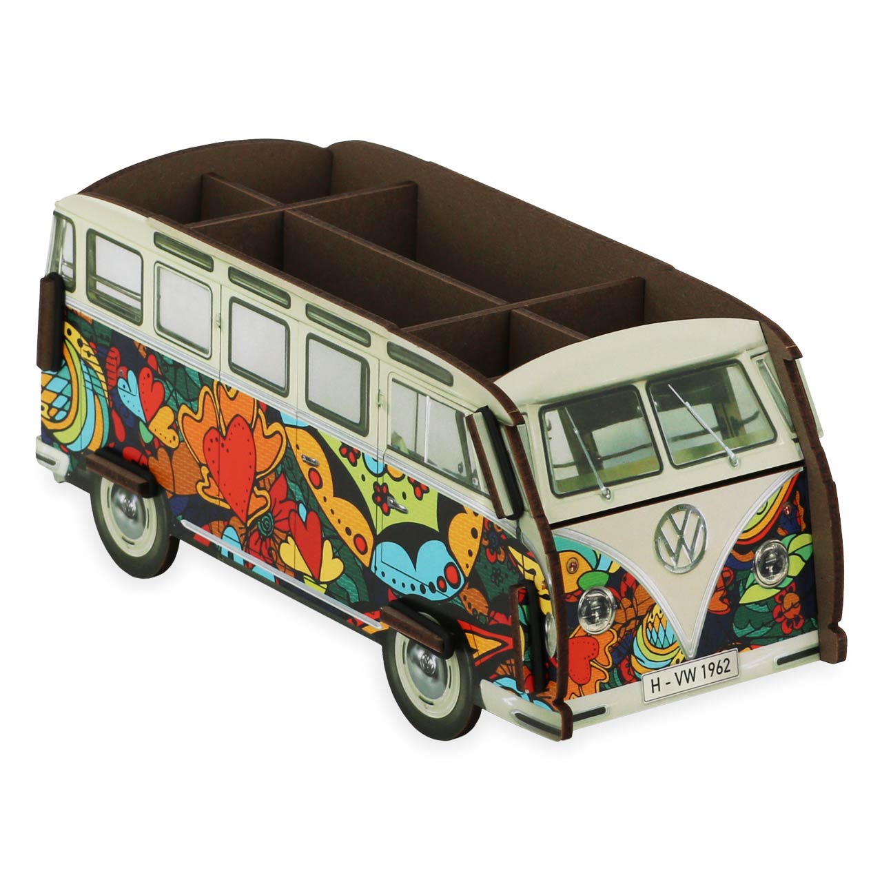 Stiftebox zum Stecken VW T1 Popart Herzen