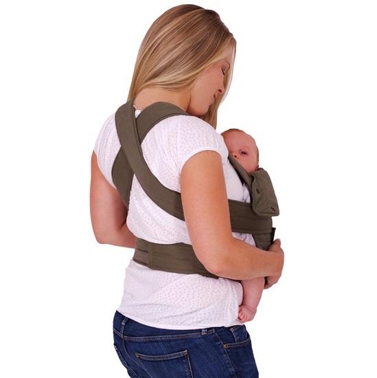 Baby Tragehilfe ab Geburt unkompliziert mit Klett olive