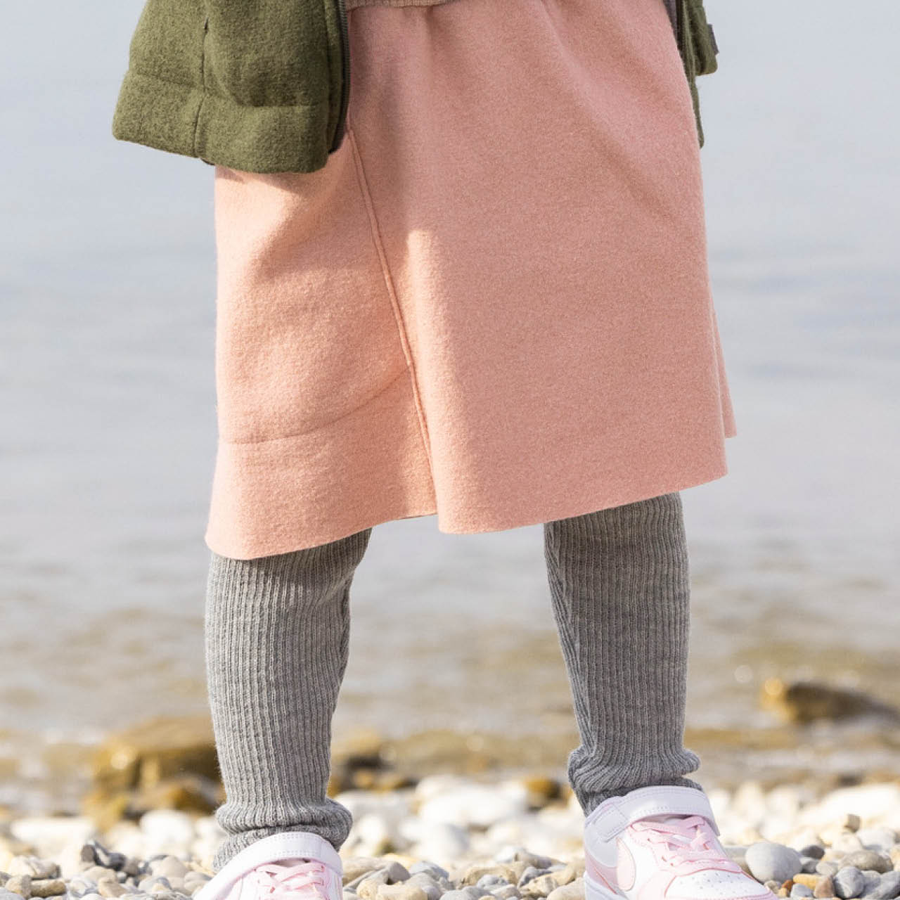 Warmer Woll Rock mit Strickbund rosa