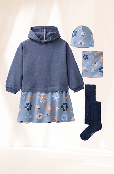 Kapuzen Sweatkleid indigoblau