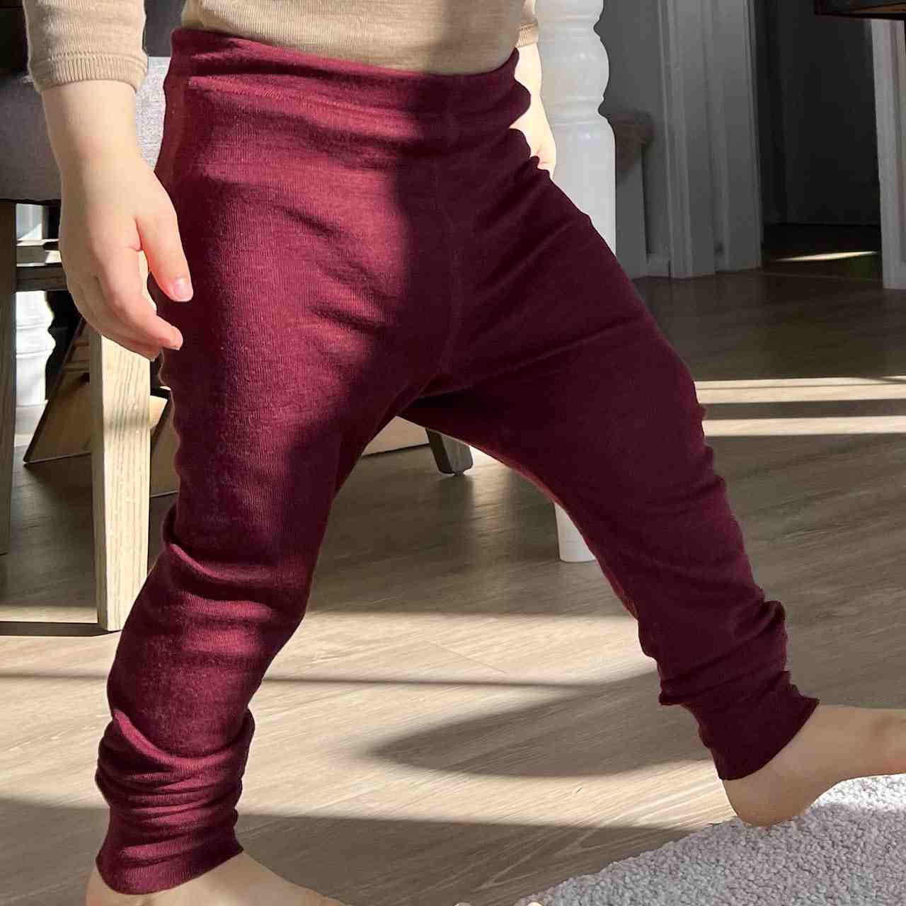 Wolle Seide Hose für Kinder, bordeaux