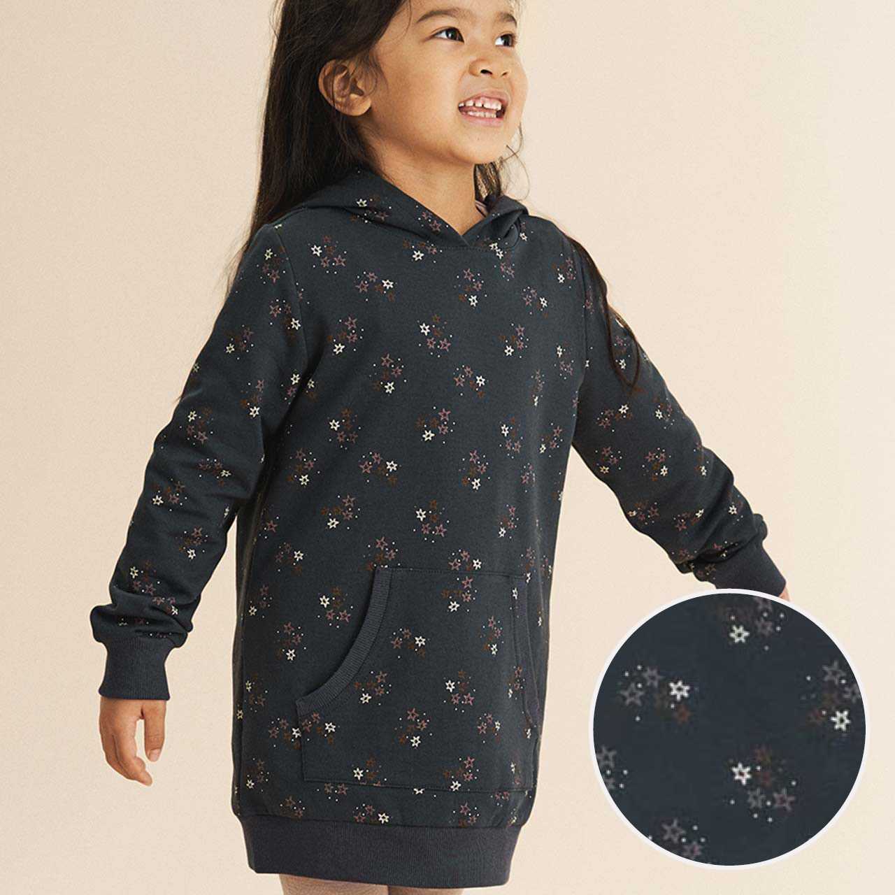 Sportliches Hoodie Sweatkleid Sterne navy Sportliches Hoodie Sweatkleid Sterne navy