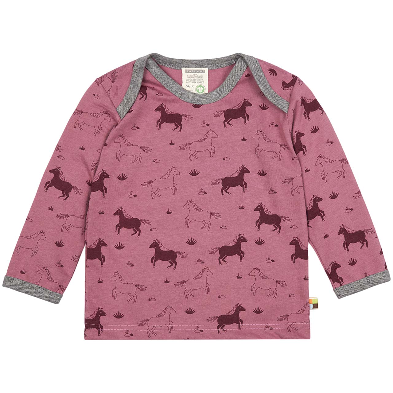 Leichtes Shirt langarm Pferd pink