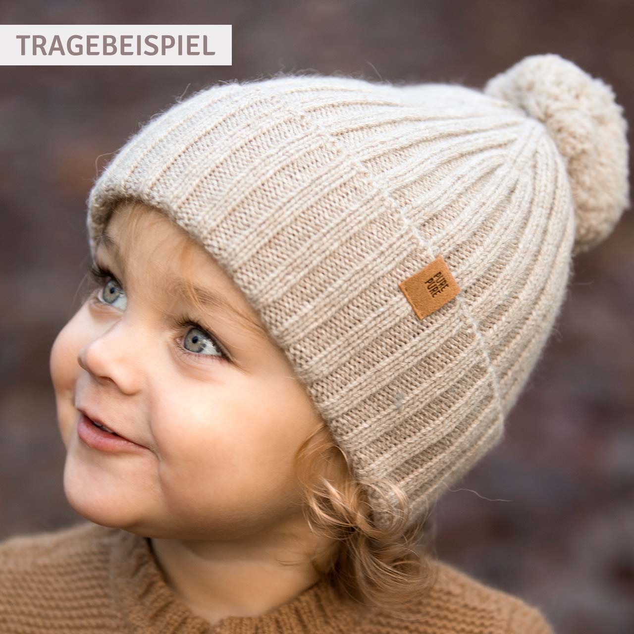 Alpaka-Merino Umschlag Beanie schiefer-melange