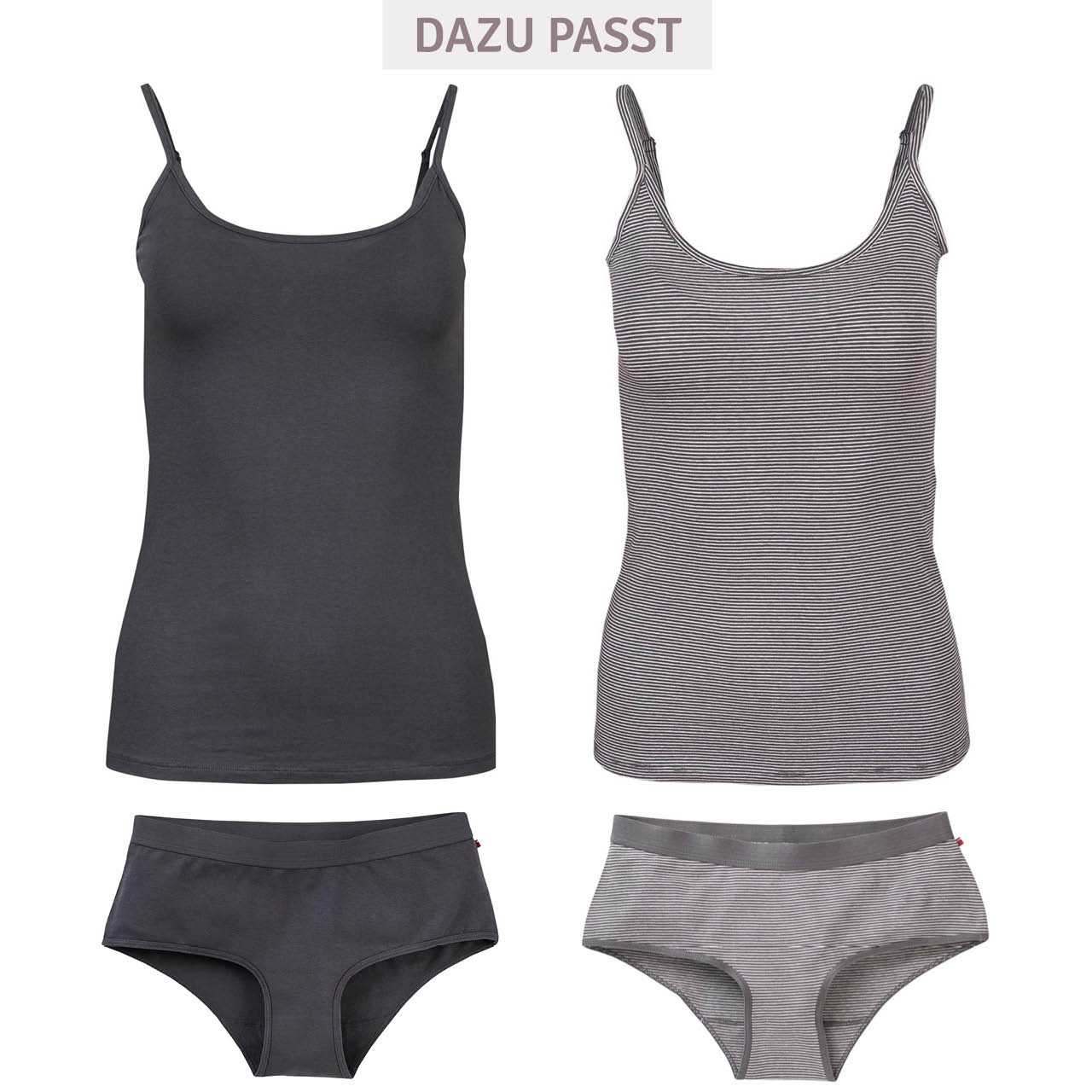 Doppelpack Damenpanty dunkelgrau + geringelt