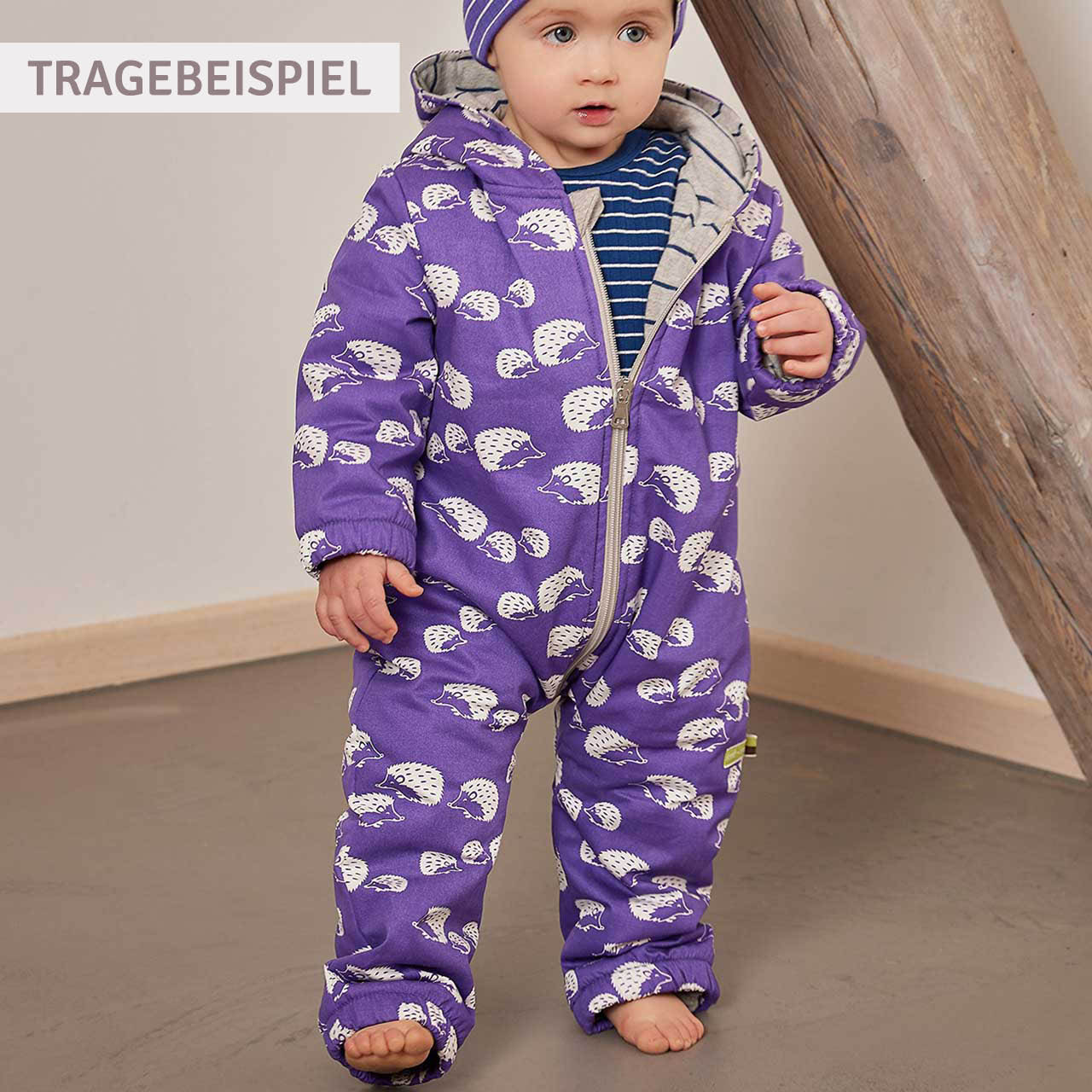 Wattierter Outdoor Overall gefüttert Igel lila