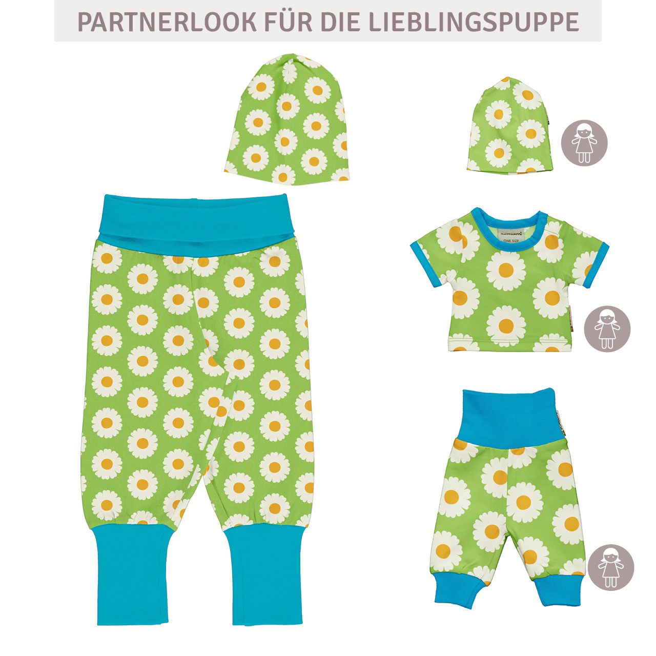 Puppenkleidung Hose Gänseblümchen grün