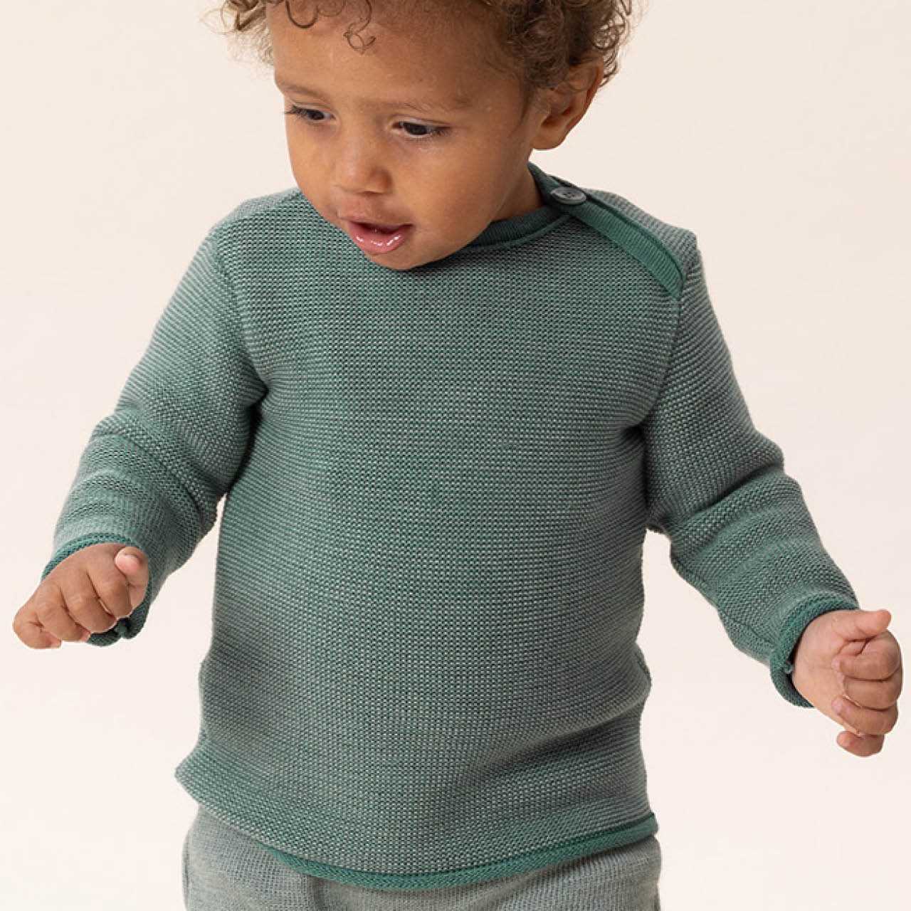Pullover Baby Schurwolle eukalyptus-jade meliert