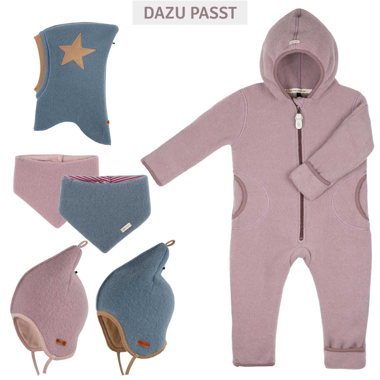 Fleece Mütze doppellagig mauve