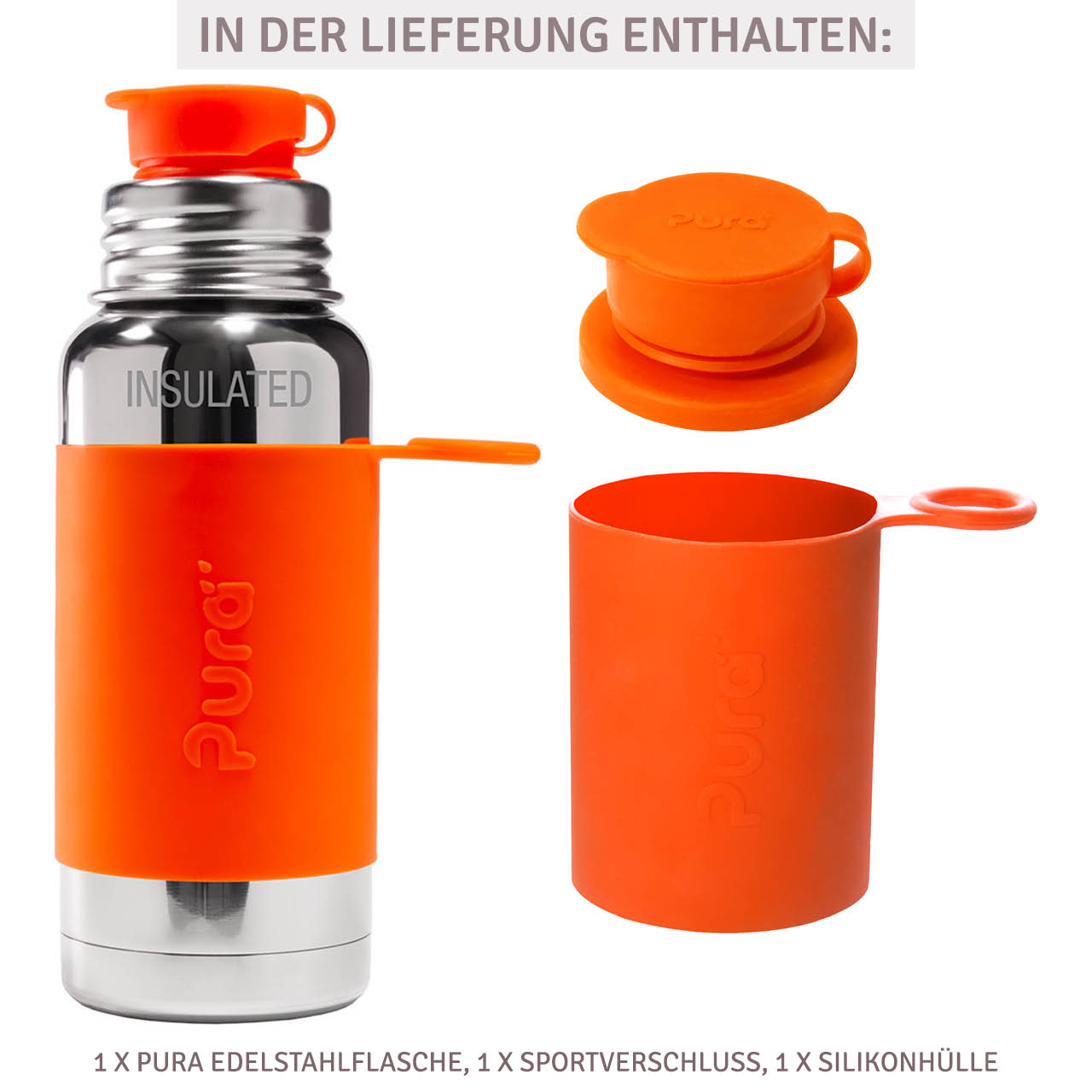 Thermo Trinkflasche Sportverschluss orange 475ml