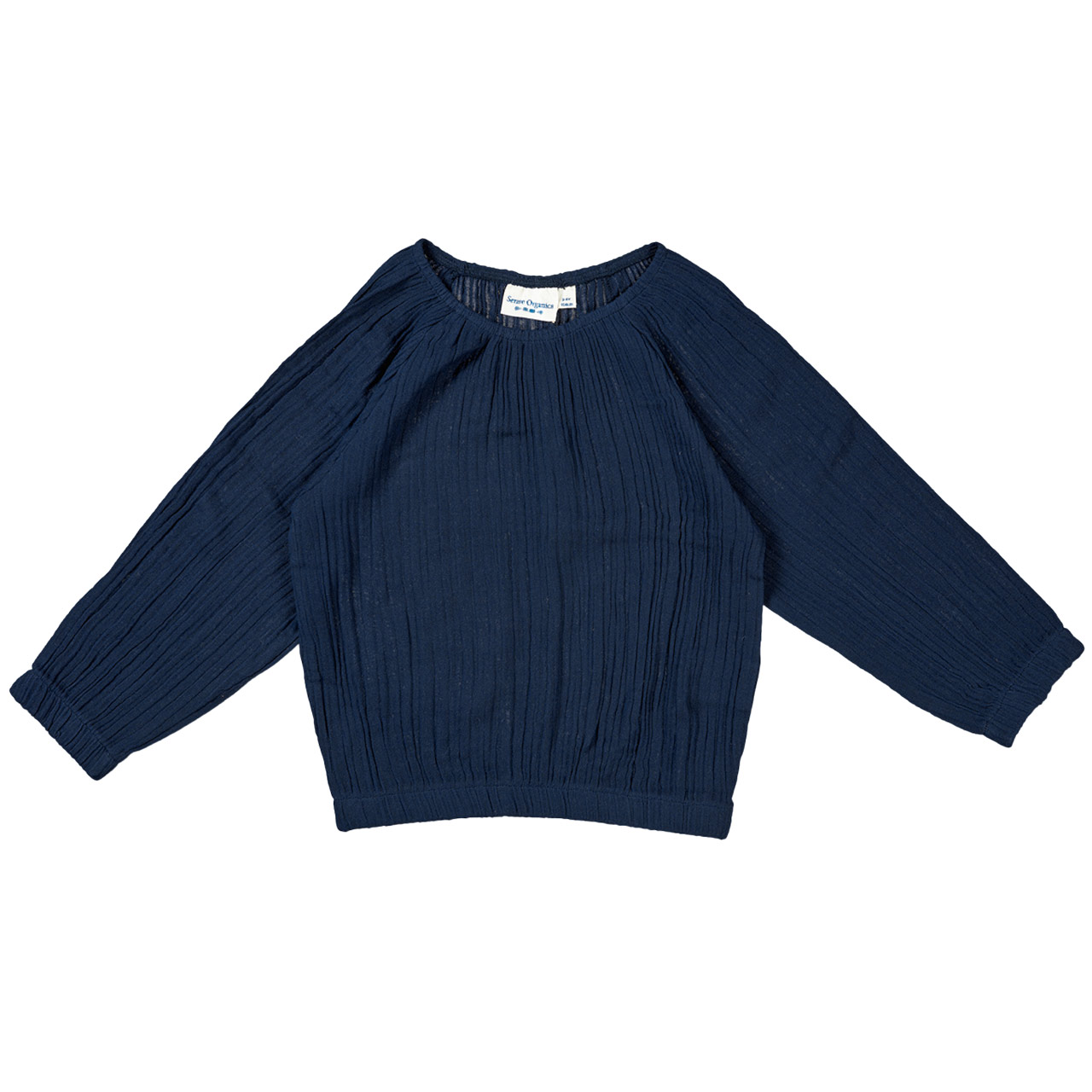 Musselin Langarmshirt uni navy