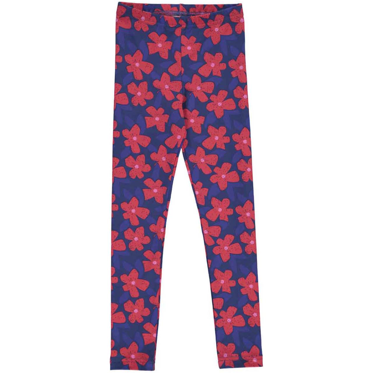 Blümchen Leggings blau-rot