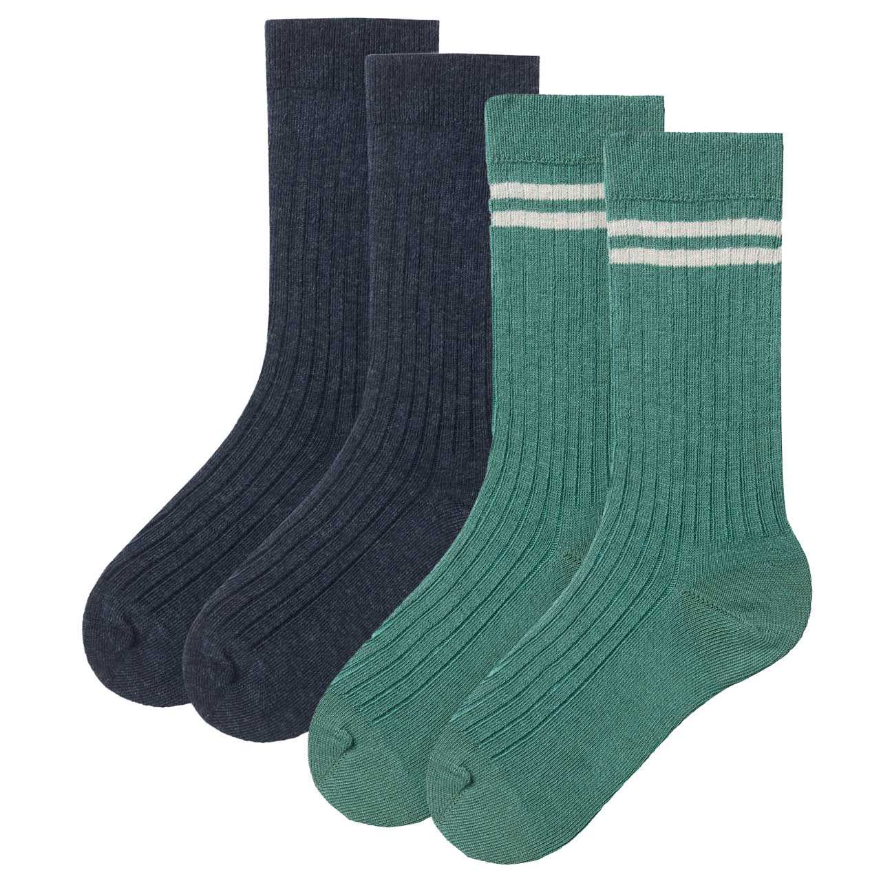 Rippe Socken Doppelpack Blaumix