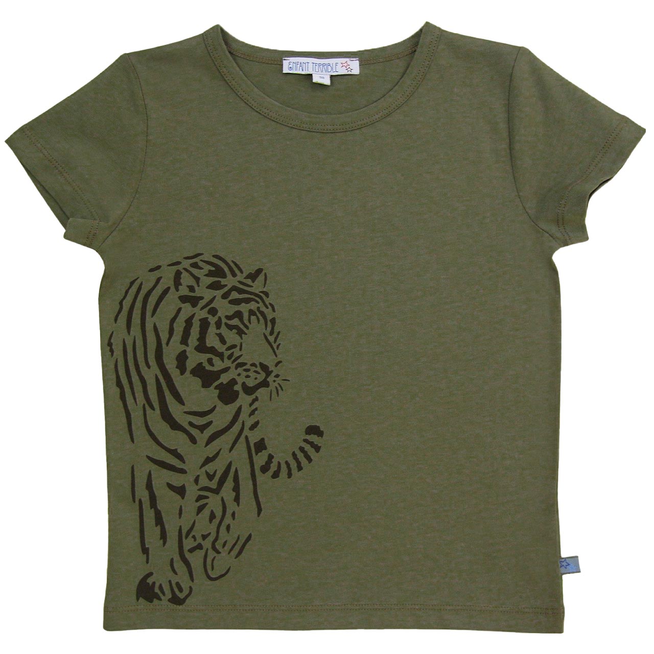 Edles T-Shirt Tiger-Druck dunkelgrün