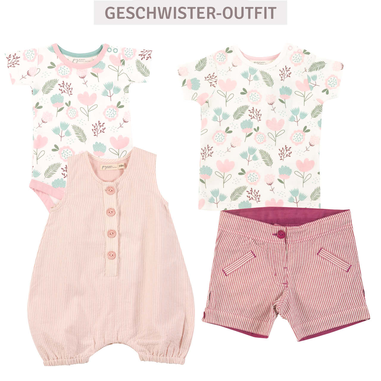 Body kurzarm Blumen rosa