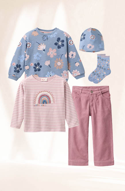 Warme Frotteesocken Blumen rauchblau