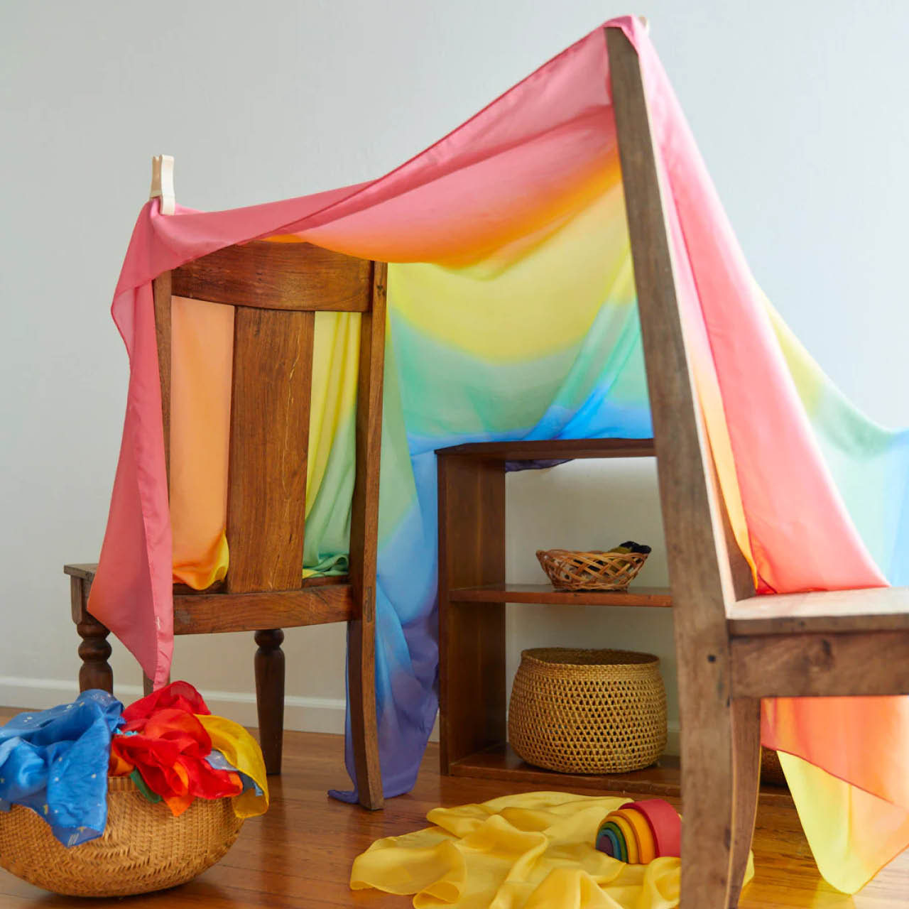 Riesiges Regenbogen Spieltuch Seide 137 x 274