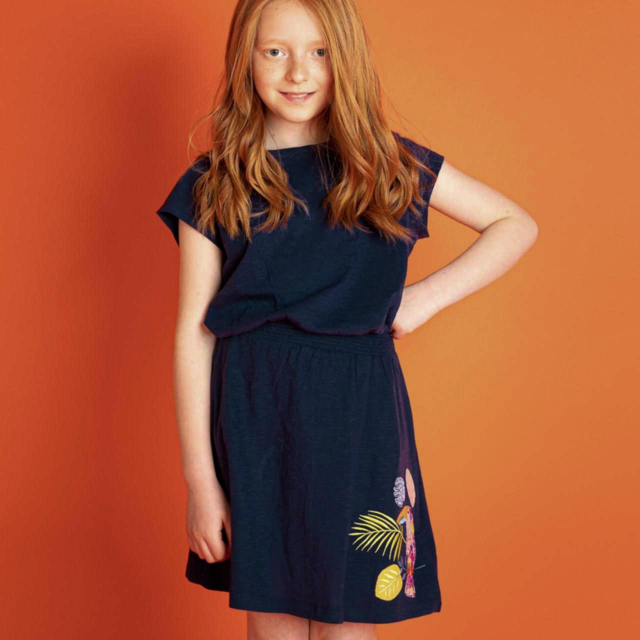 Leichtes Sommer Kleid Vogel navy