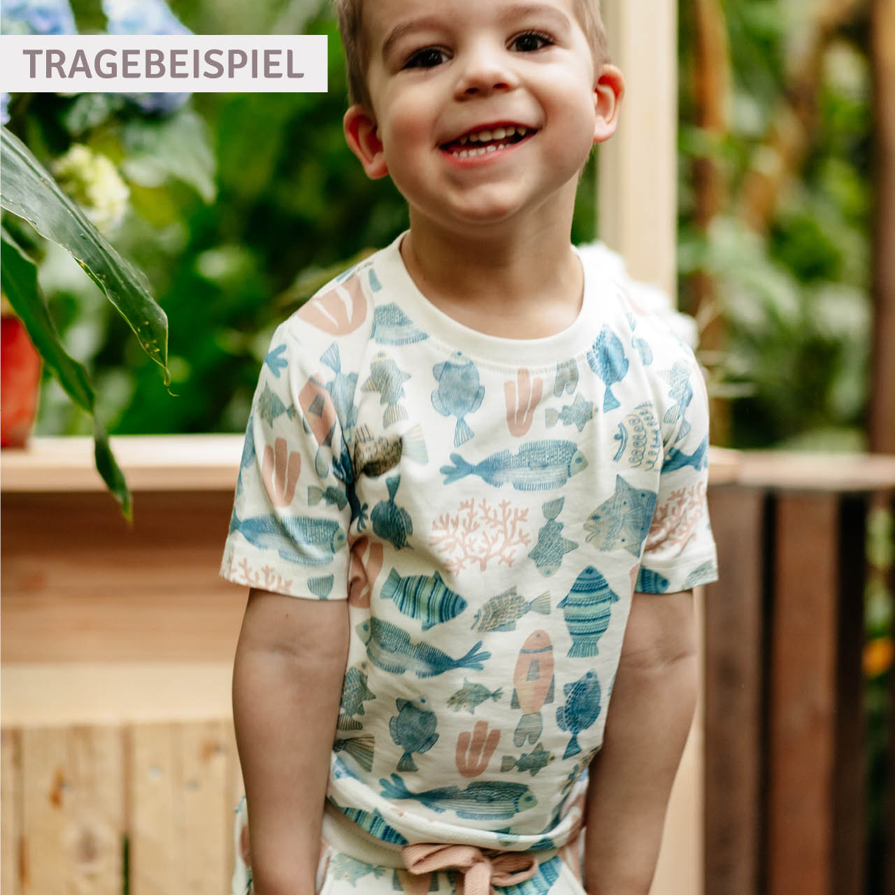Kurzarmshirt Insekten beige
