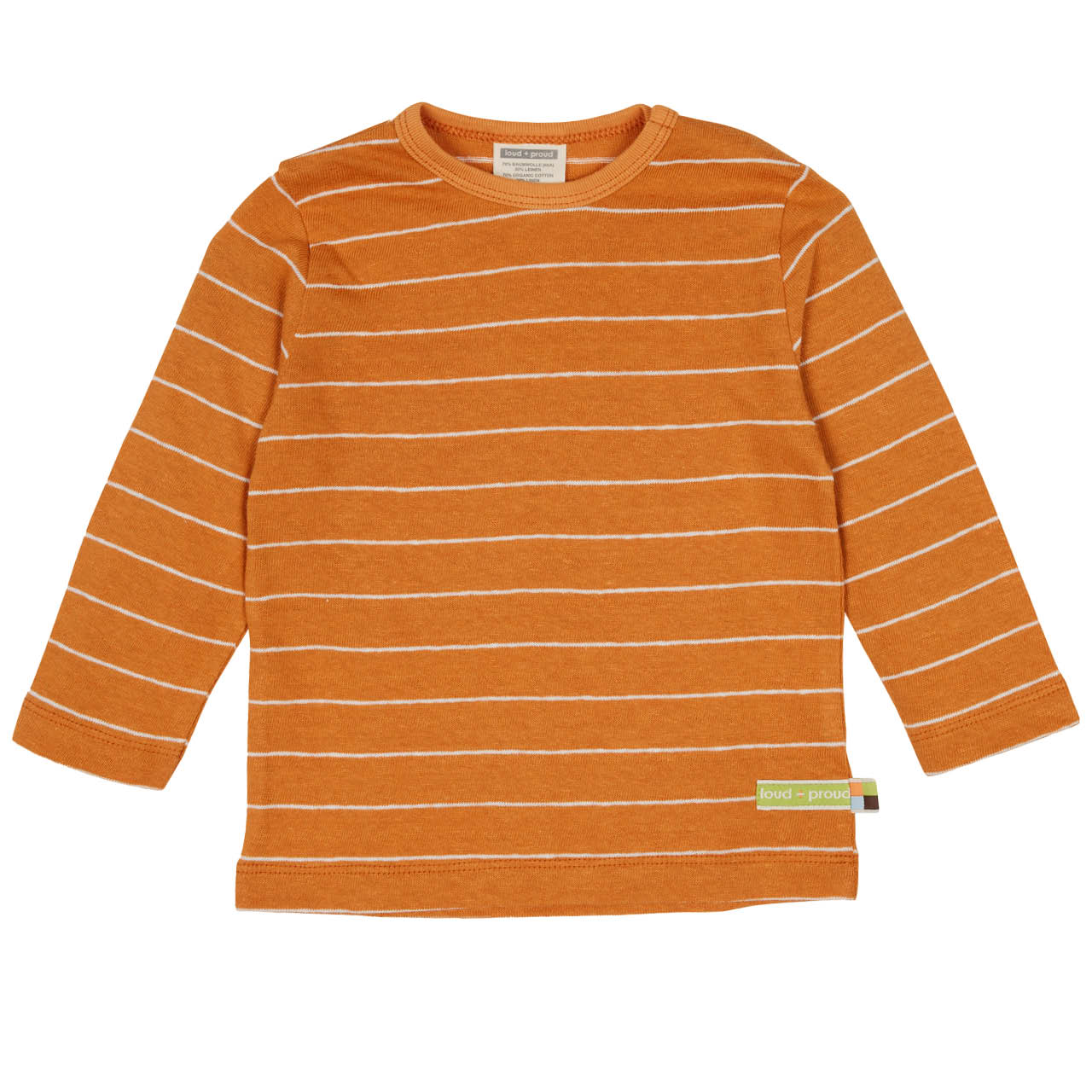 Luftiges Leinen Shirt langarm orange geringelt