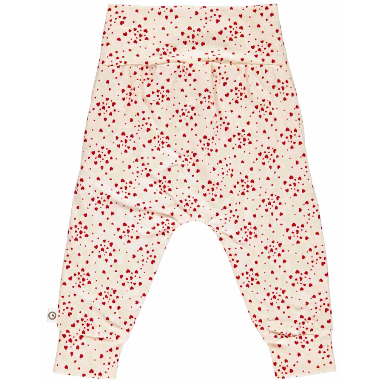 Krabbelhose Schleife Herzchen creme-rot