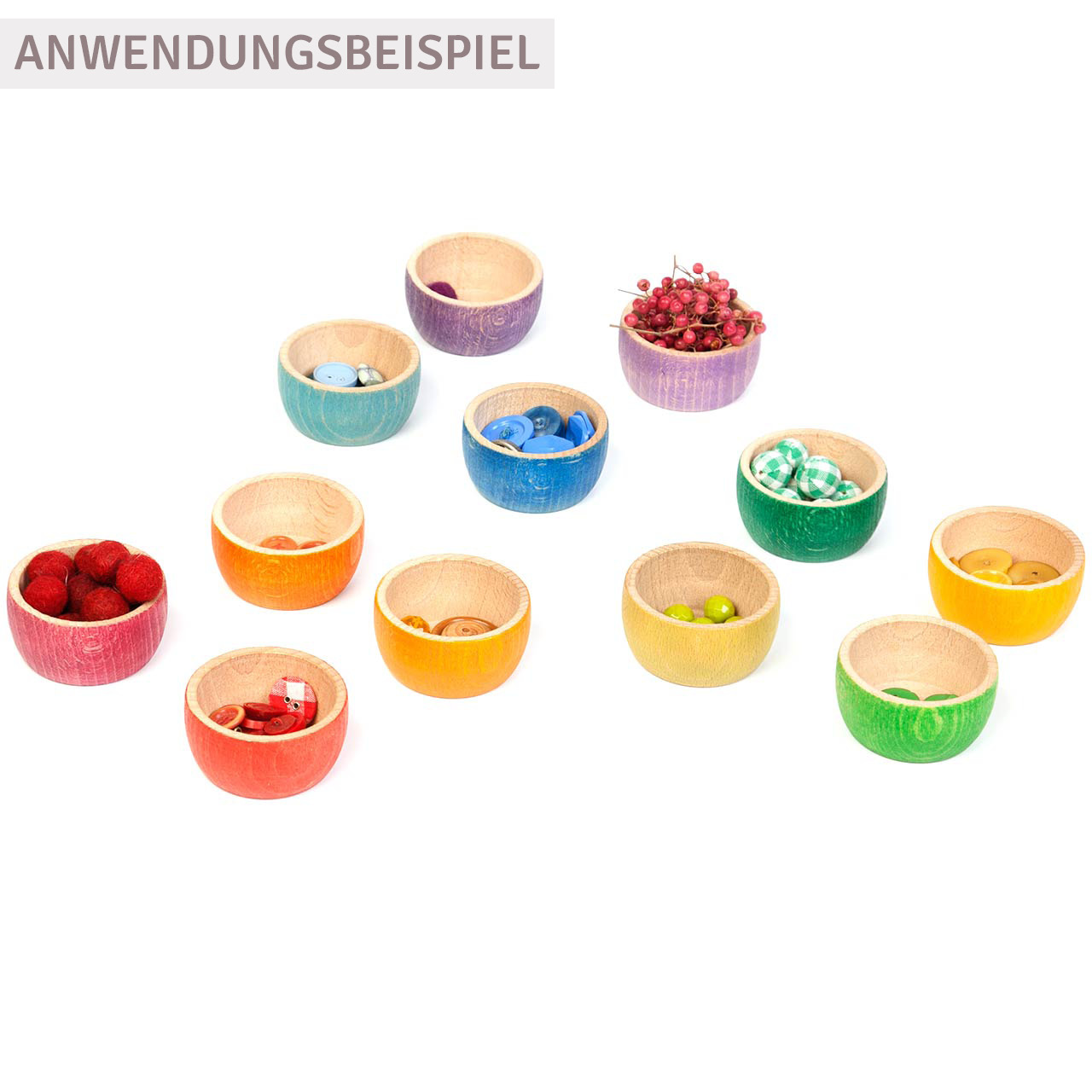 Bowls – 12 Bunte Holzschalen ab 18 Monaten