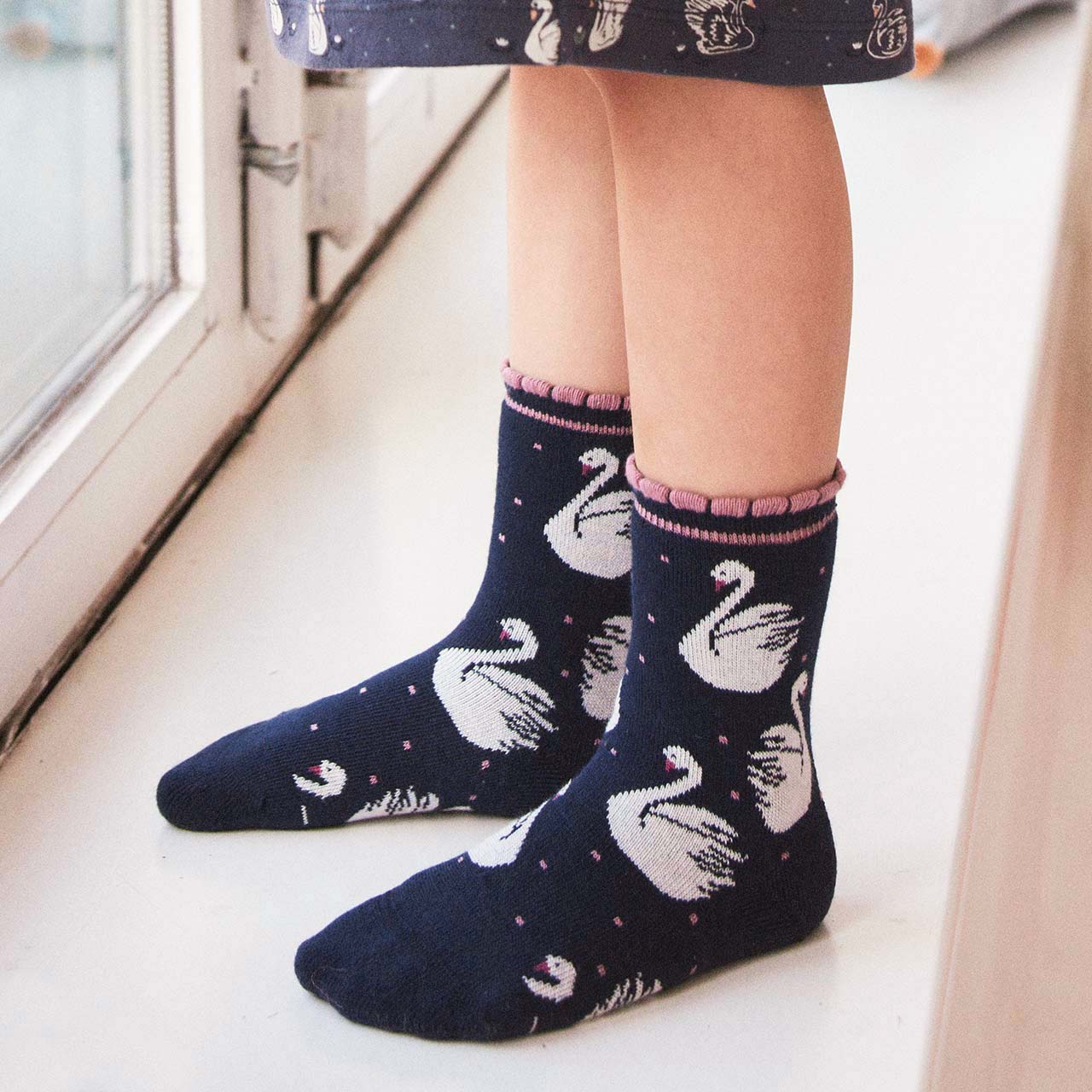 Frotteesocken Schwäne navy