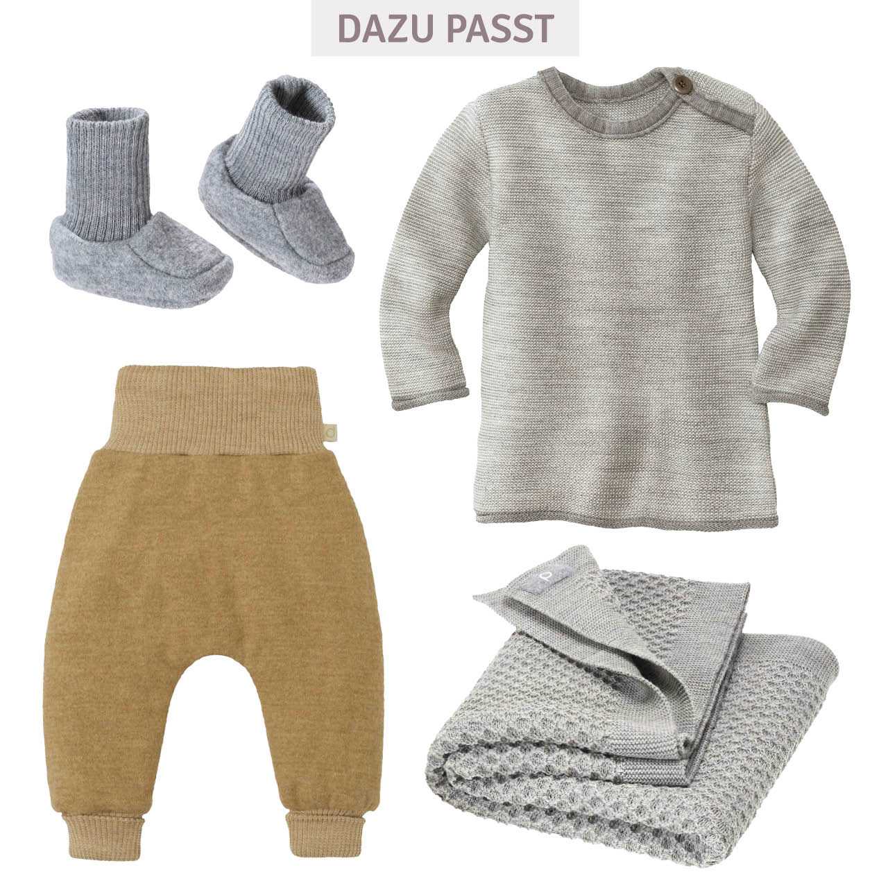 Pullover Baby Schurwolle grau meliert