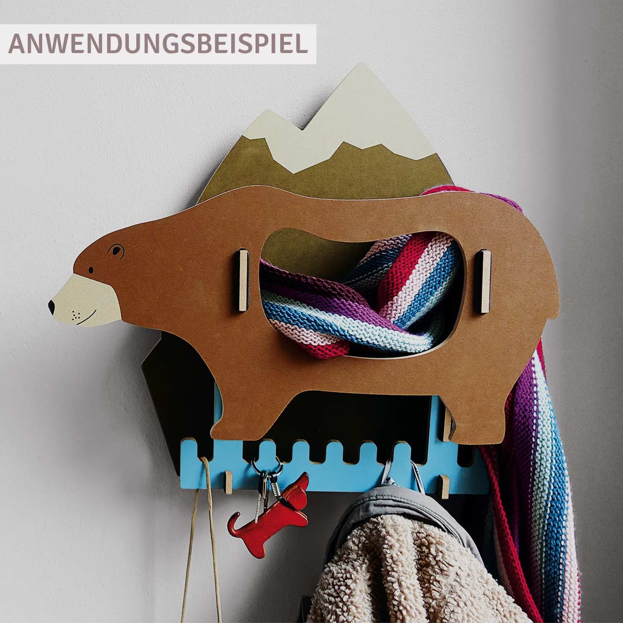 Kindergarderobe Robbe – Wandgarderobe mit 7 Haken