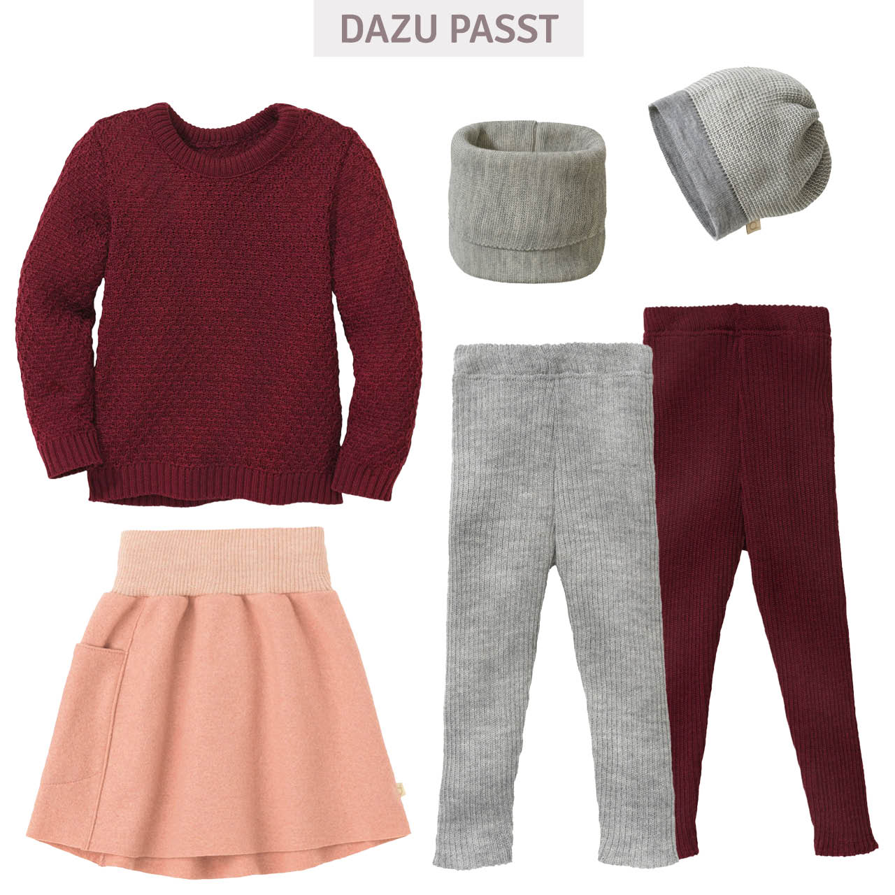 Warmer Woll Rock mit Strickbund rosa