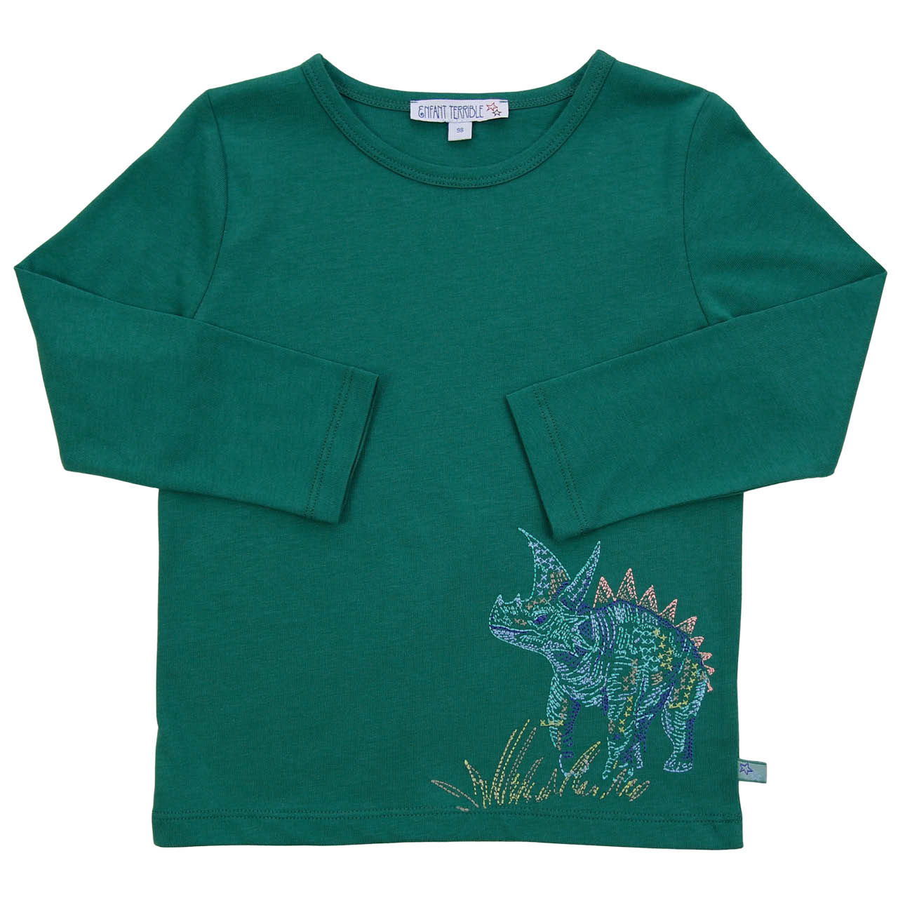 Langarmshirt Dinosaurier-Stickerei smaragd Langarmshirt Dinosaurier-Stickerei smaragd