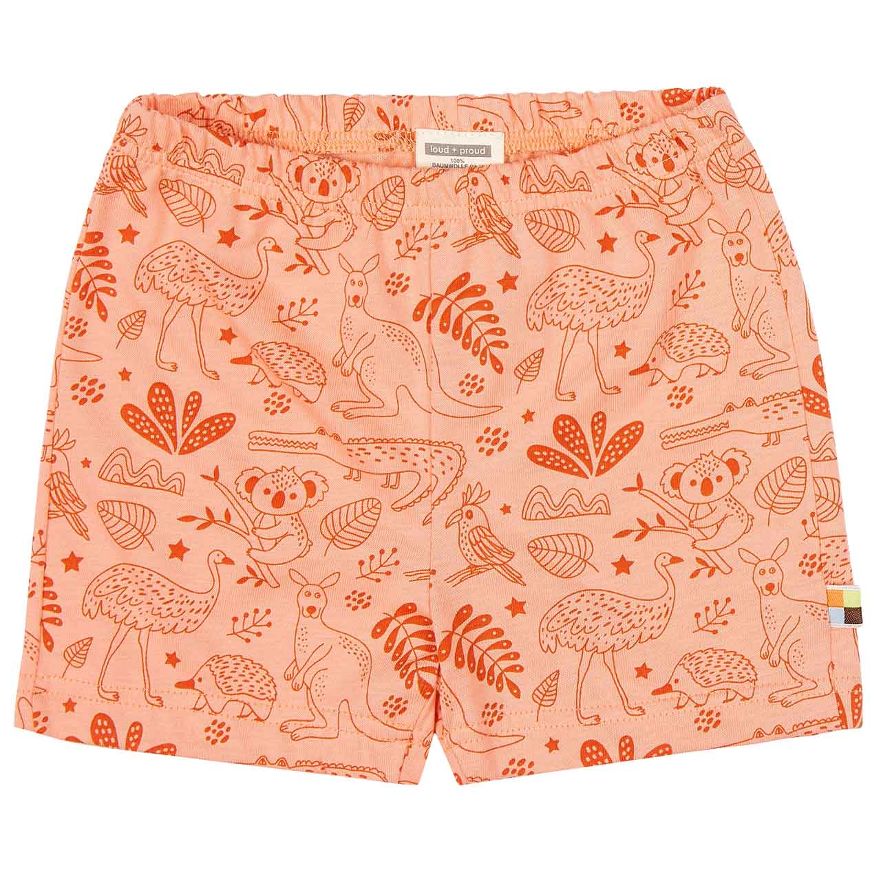 Lässige Shorts Dschungeltiere apricot