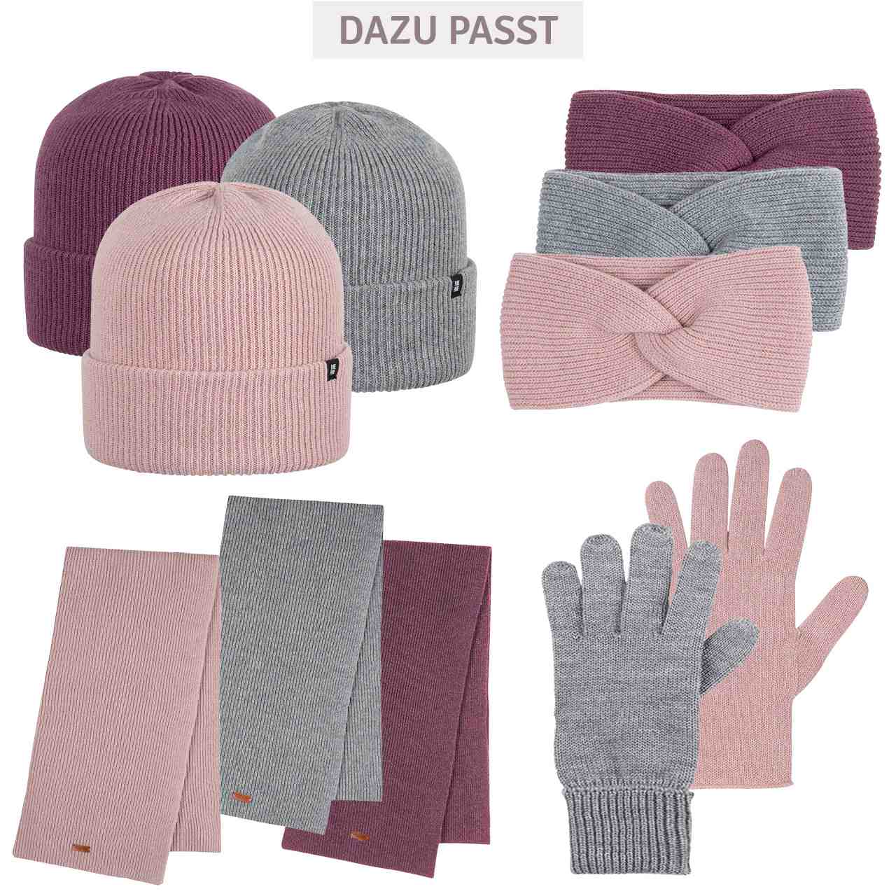 Damen Fingerhandschuhe Wolle grau