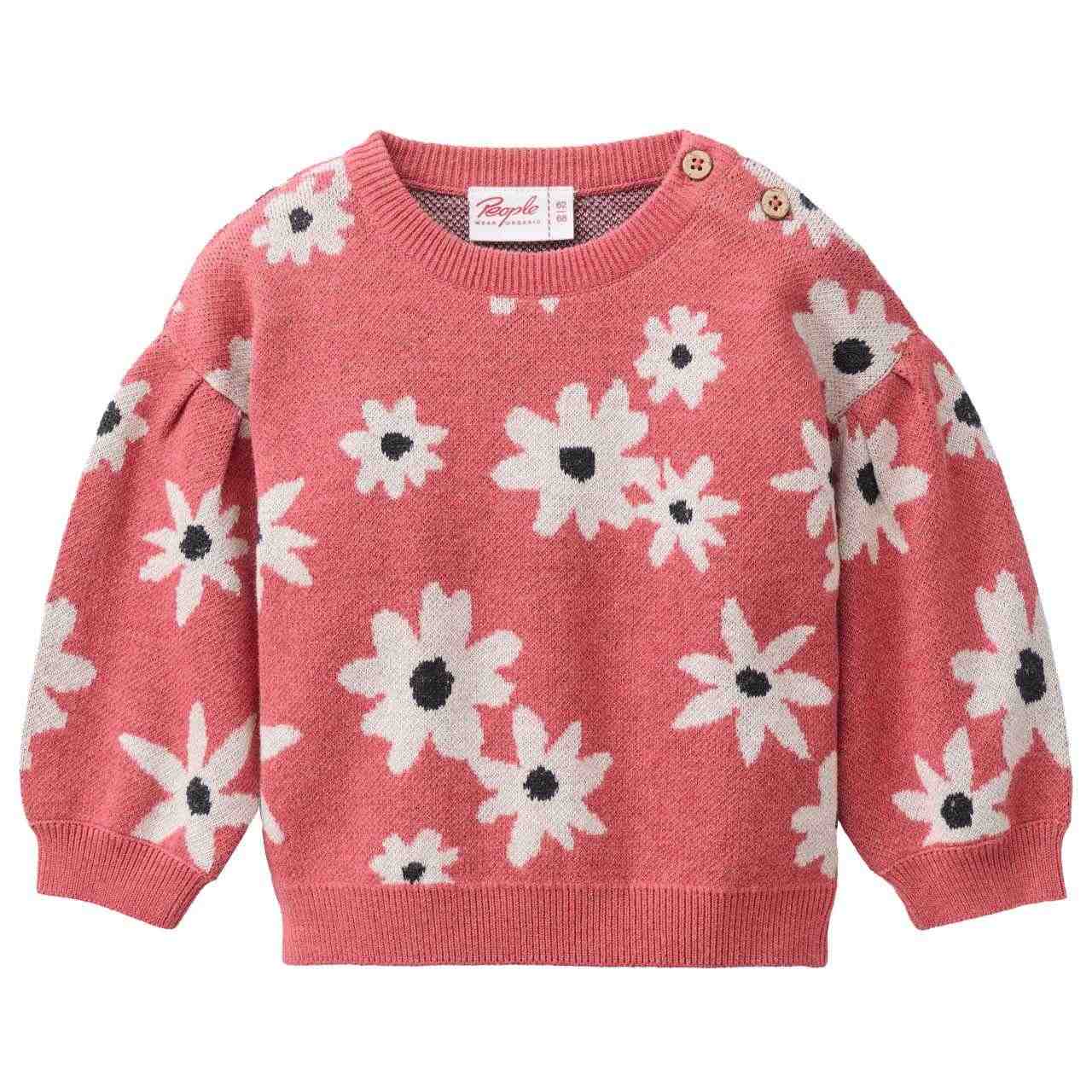 Edler Jaquardstrick Pullover große Blumen