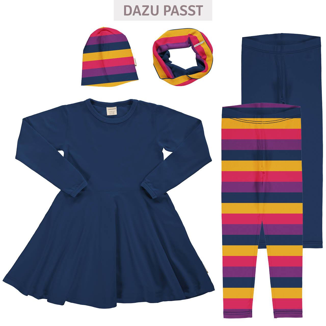 Langarm Flatterkleid uni navy